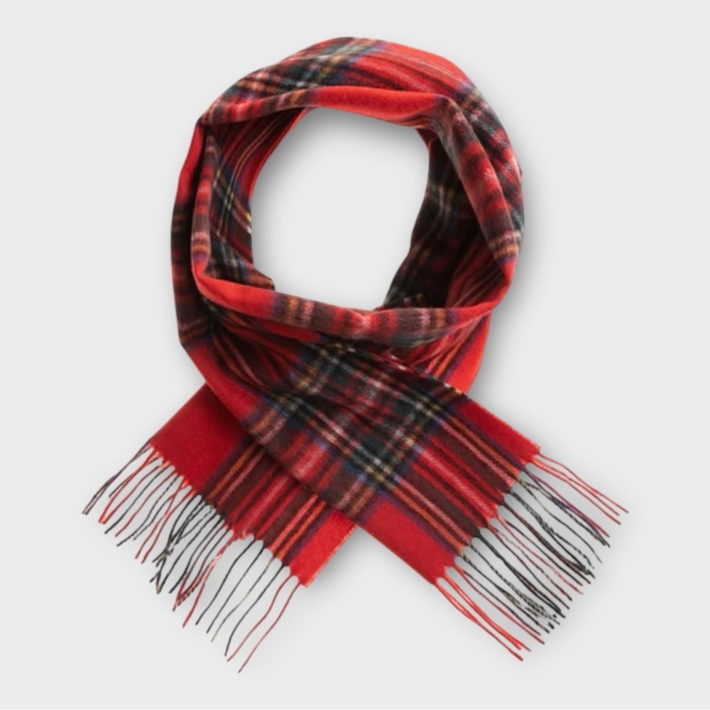 Edinburgh Mini 100% Lambswool Scarf in Thomson‎ Red Plaid NWT